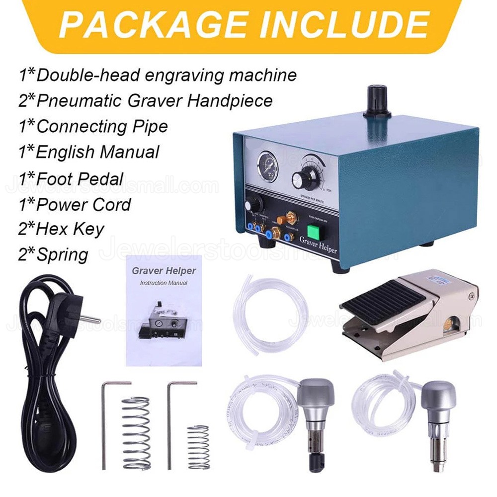 60W Double-Handle Graver Helper Jewelry Pneumatic Engraving Machine 100-4000RPM